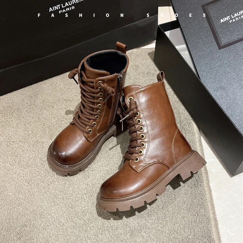 Girls Boots Solid Color Fashion Kids Casual Leather Boots 2023 Spring Autumn Non-slip Children Sweet Princess Boots Black Brown
Girls Boots Solid Color Fashion Kids Casual Leather Boots 2023 Spring Autumn Non-slip Children Sweet Princess Boots Black Brown