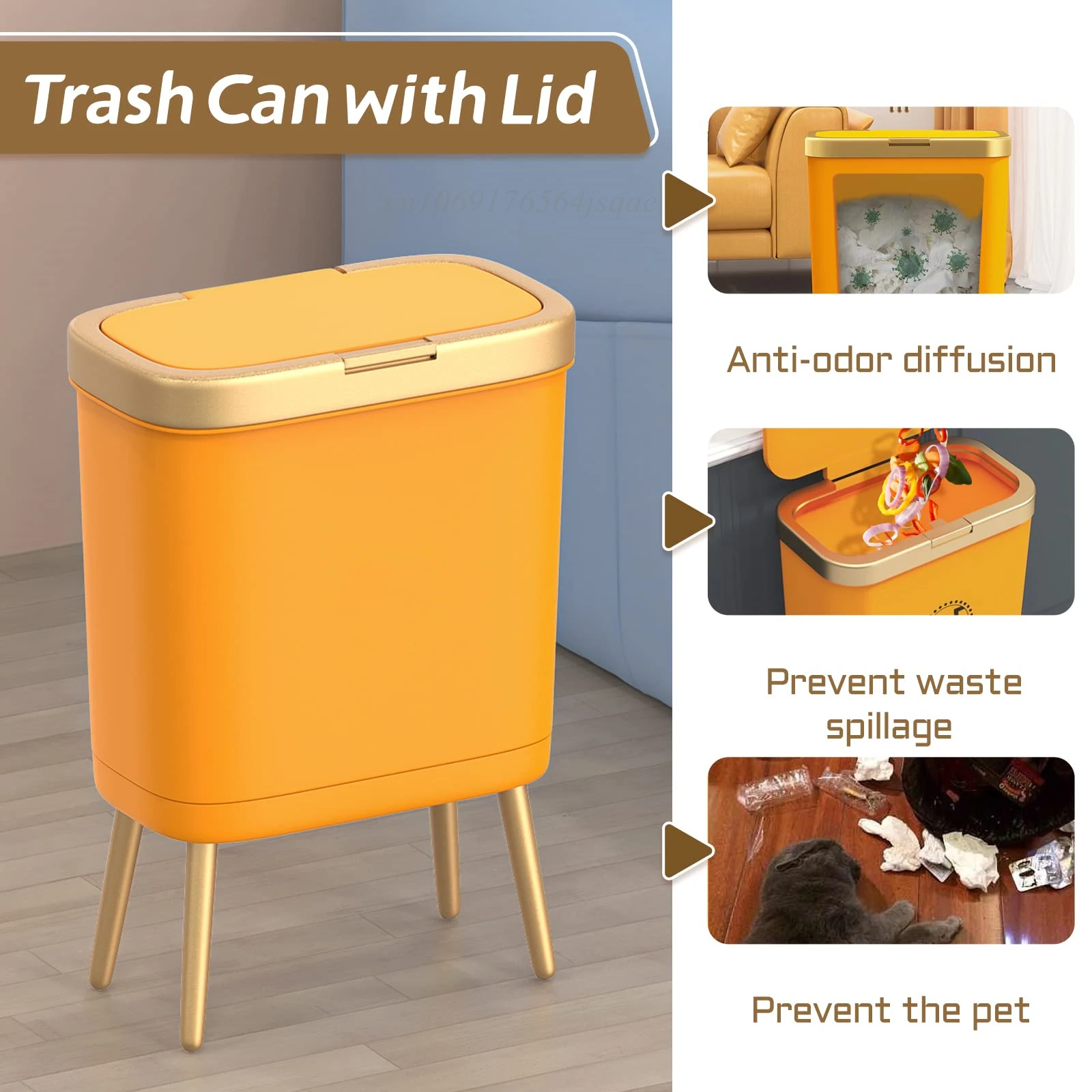 High-foot Large Capacity Trash Can with Lid Narrow White Trash Bin with Push Button Dog Proof Waste Basket for Bedroom Bathroom
High-foot Large Capacity Trash Can with Lid Narrow White Trash Bin with Push Button Dog Proof Waste Basket for Bedroom Bathroom