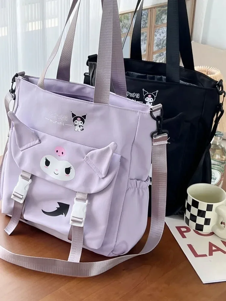Сумка-тоут через плечо Sanrio Kuromi мультяшная Милая холщовая для учеников Старшей