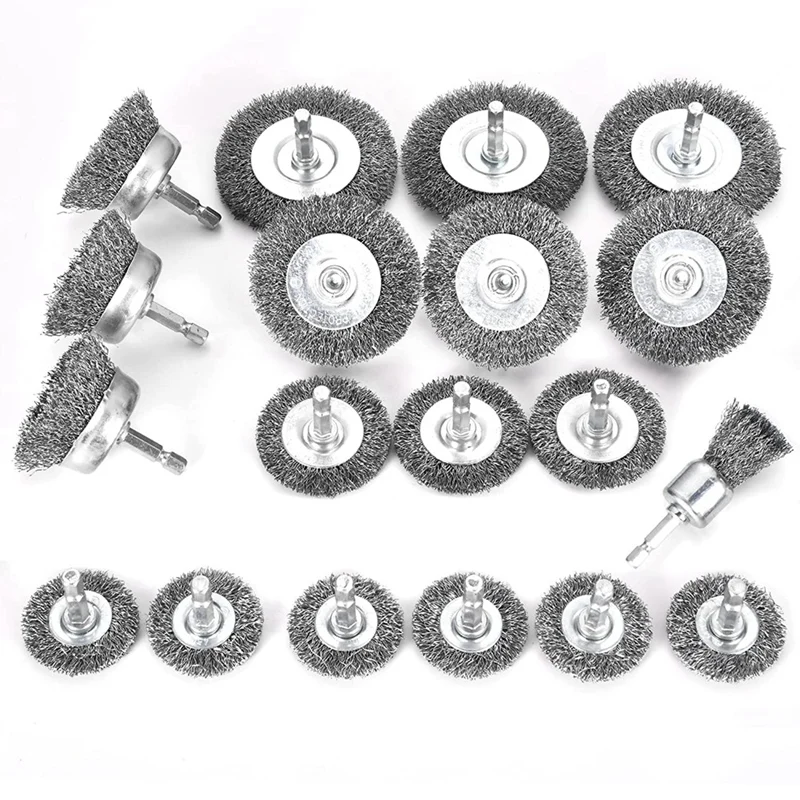 Drill Wire Brush 19 Piece Wire Wheel Cup Brush 1/4 Inch Hex Shank For Drill Attachment, Rust Removal, Polishing
Drill Wire Brush 19 Piece Wire Wheel Cup Brush 1/4 Inch Hex Shank For Drill Attachment, Rust Removal, Polishing