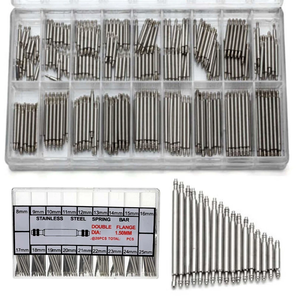 2022New 360pcs Watchmaker Watch Band Spring Bars Stainless Steel Link Pins Repair Tools 8mm-25mm
2022New 360pcs Watchmaker Watch Band Spring Bars Stainless Steel Link Pins Repair Tools 8mm-25mm