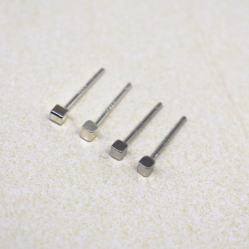 

Solid 925 Sterling Silver Earring Studs Ear Post Hammer Shape DIY Components Jewelry Making 1 Pair