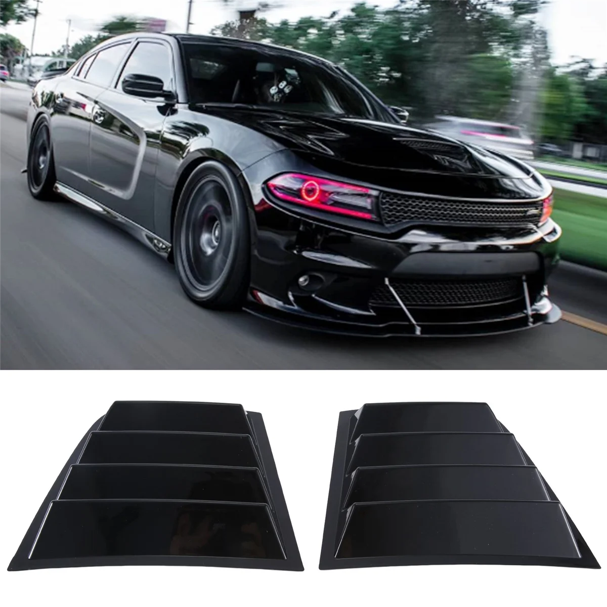 

1Pair Car Rear Window Louver Shutter Trim Cover for Dodge Charger 2015-2022 Side Louver Air Vent Scoop Shade Decorate
