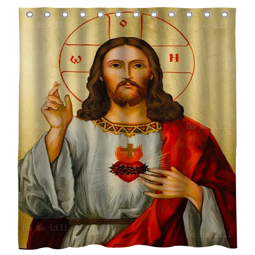 

Jesus Christ Sacred Heart Virgin Mary It Is Truly Meet Icon Mother Of Perpetual Help Shower Curtain By Ho Me Lili Bath Decor