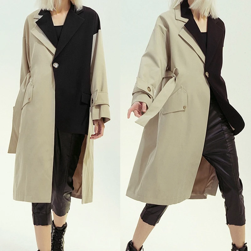 Women Big Size Asymmetrical Trench Coat New Lapel Long Sleeve Loose Fit Windbreaker Fashion Spring Autumn
Women Big Size Asymmetrical Trench Coat New Lapel Long Sleeve Loose Fit Windbreaker Fashion Spring Autumn