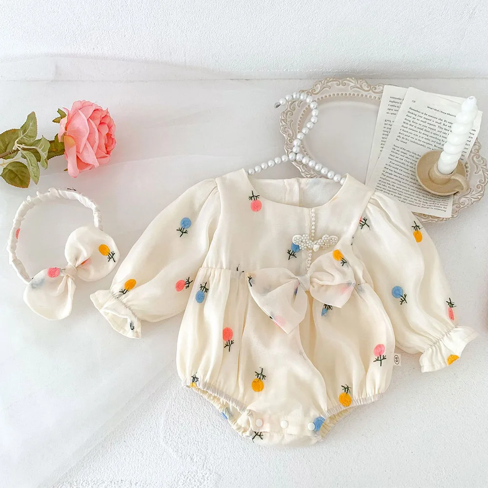 Baby Girl Clothes Autumn Embrodiery Bow Long Sleeve Newborn Romper Christmas Princess Infant Bodysuit With Headband
Baby Girl Clothes Autumn Embrodiery Bow Long Sleeve Newborn Romper Christmas Princess Infant Bodysuit With Headband