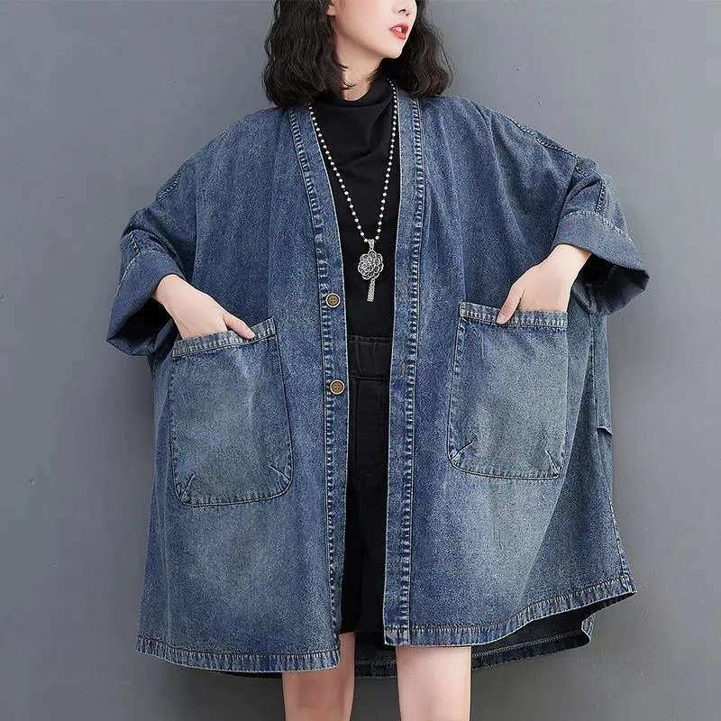2022 Vintage Oversize Loose Denim Jacket Women Spring Autumn V-neck Big Pocket Coat Lady Casual Tops Jean Overcoat Windbreaker
2022 Vintage Oversize Loose Denim Jacket Women Spring Autumn V-neck Big Pocket Coat Lady Casual Tops Jean Overcoat Windbreaker