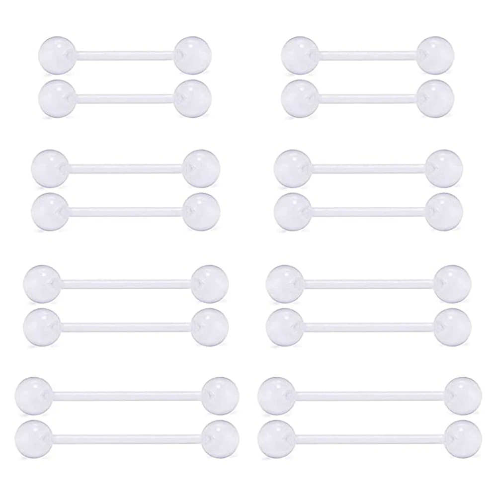 16PCS Plastic Nipple Tongue Rings Retainer Straight Barbell Flexible Acrylic Tongue Nipple Piercing Retainer 12mm 14mm 16mm 18mm
16PCS Plastic Nipple Tongue Rings Retainer Straight Barbell Flexible Acrylic Tongue Nipple Piercing Retainer 12mm 14mm 16mm 18mm