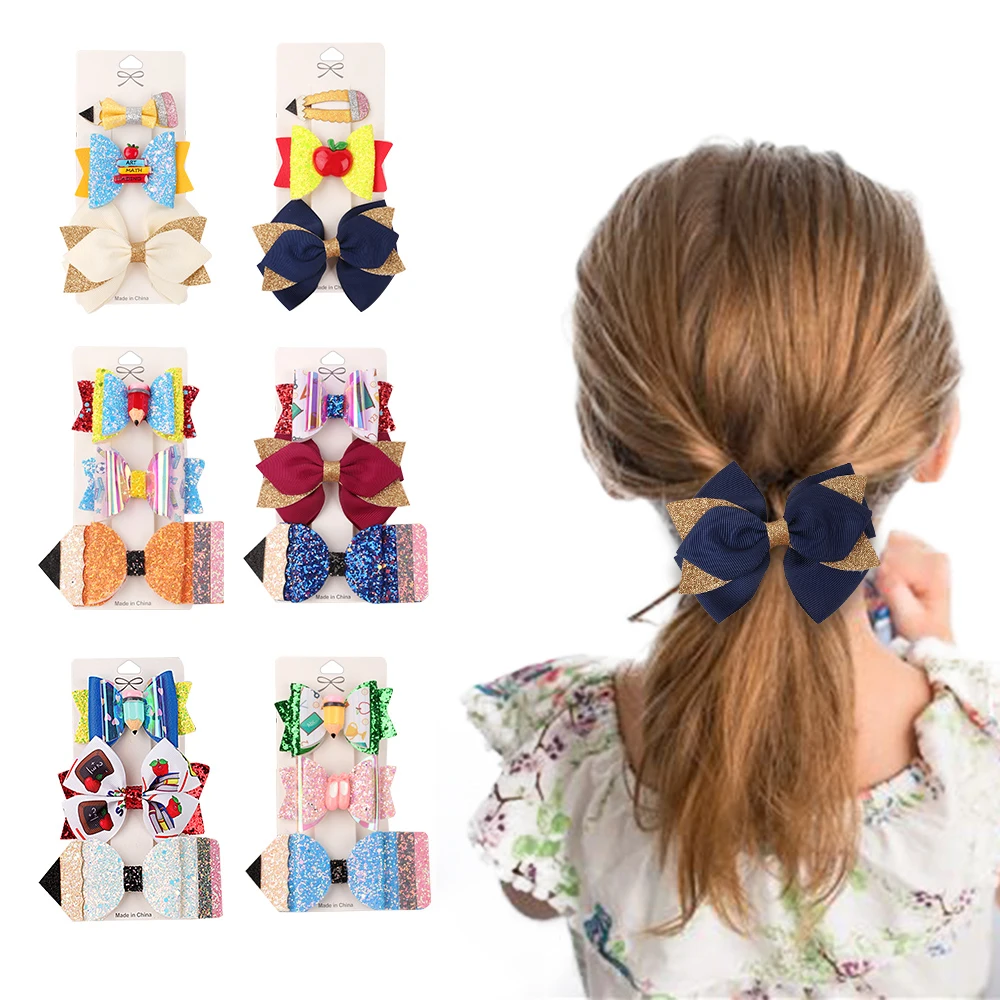 3pcs/set Girls Printed Pencil Bow Back to School Hair Clip Kids Ponytail Hair Holder Sweet Headwear Students Hair Accessories
3pcs/set Girls Printed Pencil Bow Back to School Hair Clip Kids Ponytail Hair Holder Sweet Headwear Students Hair Accessories