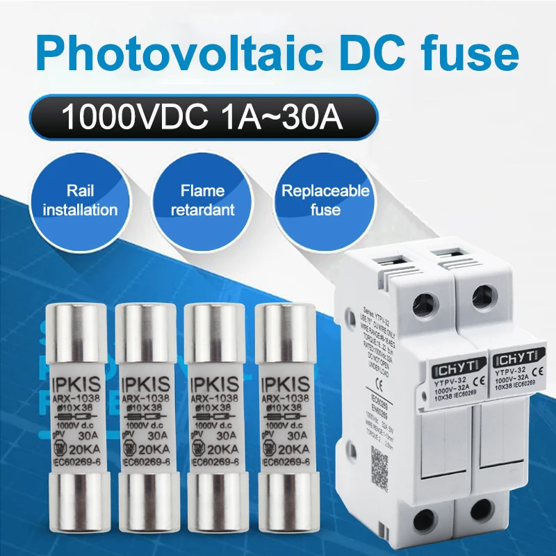 2P Parallel DC Fuse Holder 10*38mm High Voltage Solar PV 1000V ICHYTI YTPV-32 Current Protect
2P Parallel DC Fuse Holder 10*38mm High Voltage Solar PV 1000V ICHYTI YTPV-32 Current Protect