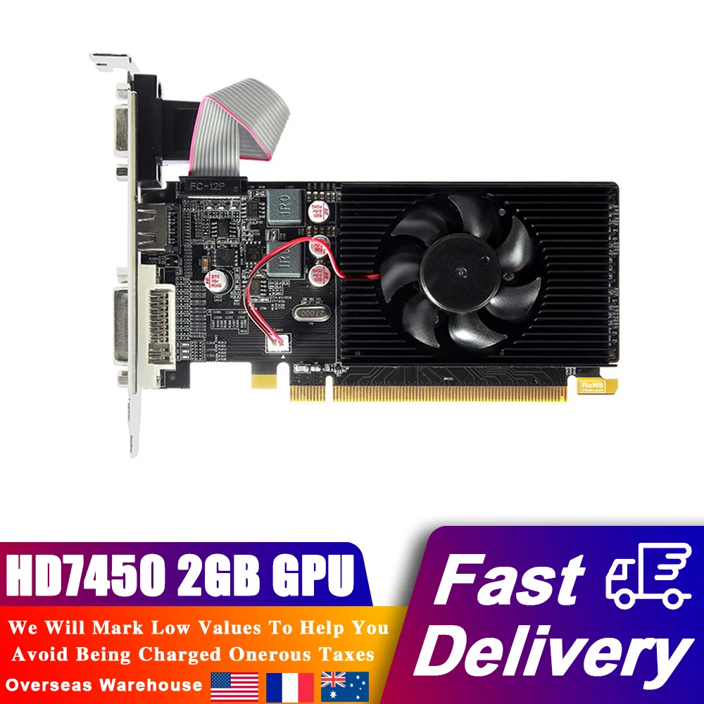 HD7450 Graphics Cards 2GB GDDR3 64Bit PCI-E 2.0 X16 HD VGA DVI-I Display Card for AMD Radeon HD 7450 2G 64 Bit Video Card GPU
HD7450 Graphics Cards 2GB GDDR3 64Bit PCI-E 2.0 X16 HD VGA DVI-I Display Card for AMD Radeon HD 7450 2G 64 Bit Video Card GPU