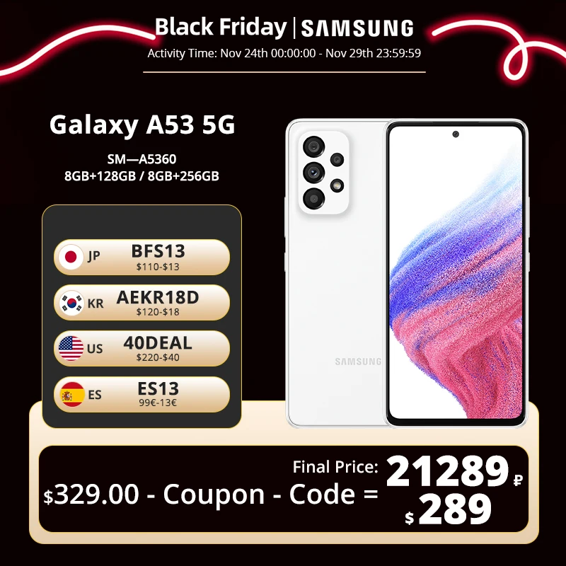 Samsung Galaxy A53 смартфон с восьмиядерным процессором, 1280 Гц, 120 мАч, 25 Вт 
Samsung Galaxy A53 смартфон с восьмиядерным процессором, 1280 Гц, 120 мАч, 25 Вт