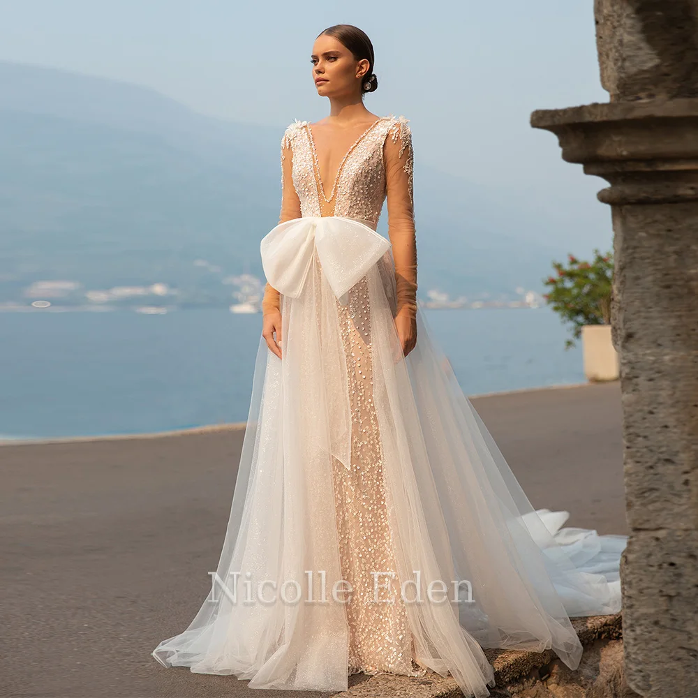 Nicolle Eden Vintage Long Sleeve Wedding Dresses For Women Detachable Train Lace Bridal Gown Robe De Mariée Customised
Nicolle Eden Vintage Long Sleeve Wedding Dresses For Women Detachable Train Lace Bridal Gown Robe De Mariée Customised