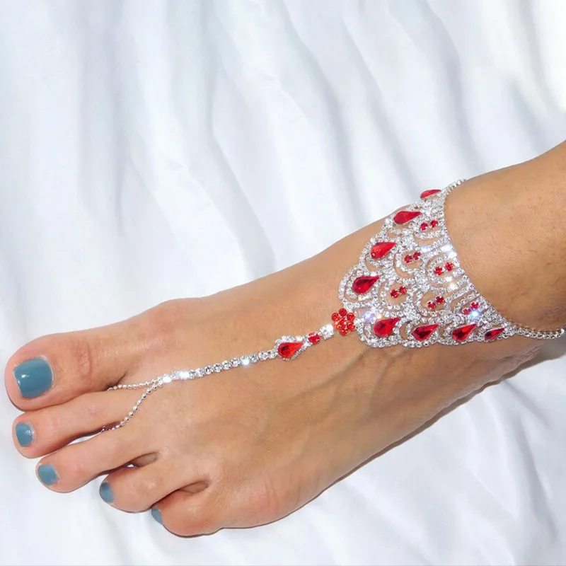 

Индийские роскошные стразы, браслеты для ног для женщин, бриллиантовая цепочка для ног, ремешок на лодыжку, пляжные аксессуары в стиле бохо