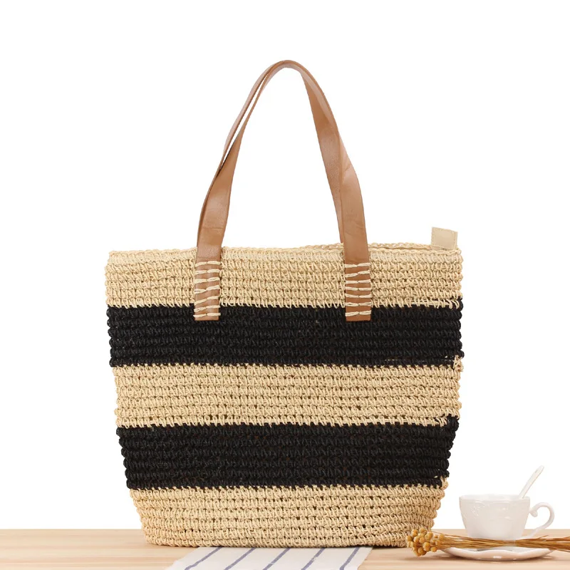 Casual Striped Large Capacity Straw Bag Paper Woven Women Shoulder Bags Bali Holiday Purses Handmade Summer Beach Bag Big Tote 
Casual Striped Large Capacity Straw Bag Paper Woven Women Shoulder Bags Bali Holiday Purses Handmade Summer Beach Bag Big Tote