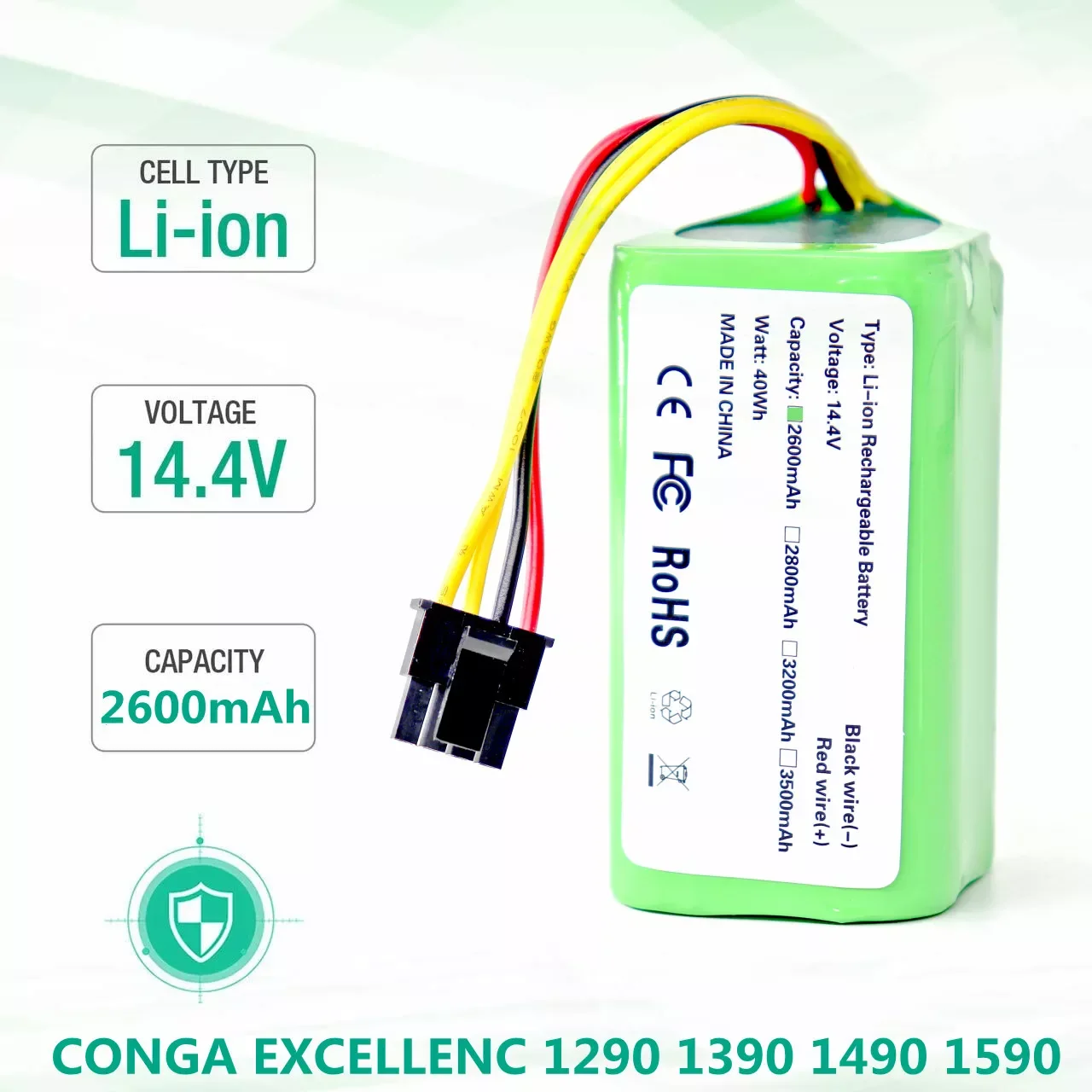 NEW 18650 14.4V 2600nAh Li-Ion Battery for Cecotec Conga 1290 1390 1490 1590 Vacuum Cleaner Genio deluxe 370 gutrend echo 520
NEW 18650 14.4V 2600nAh Li-Ion Battery for Cecotec Conga 1290 1390 1490 1590 Vacuum Cleaner Genio deluxe 370 gutrend echo 520