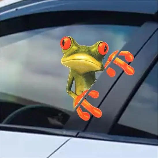 

1pc 17*6cm Popular 3D Car Stickers And Decals Green Peep Frog Funny Car Decoration Truck Car Window Decal Graphics Sticker