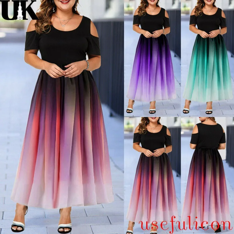 2022 Party Dress Slim-fitting Sexy Gradual Color Off-the-shoulder Plus-size Women's Dress Full Length Dress
2022 Party Dress Slim-fitting Sexy Gradual Color Off-the-shoulder Plus-size Women's Dress Full Length Dress
