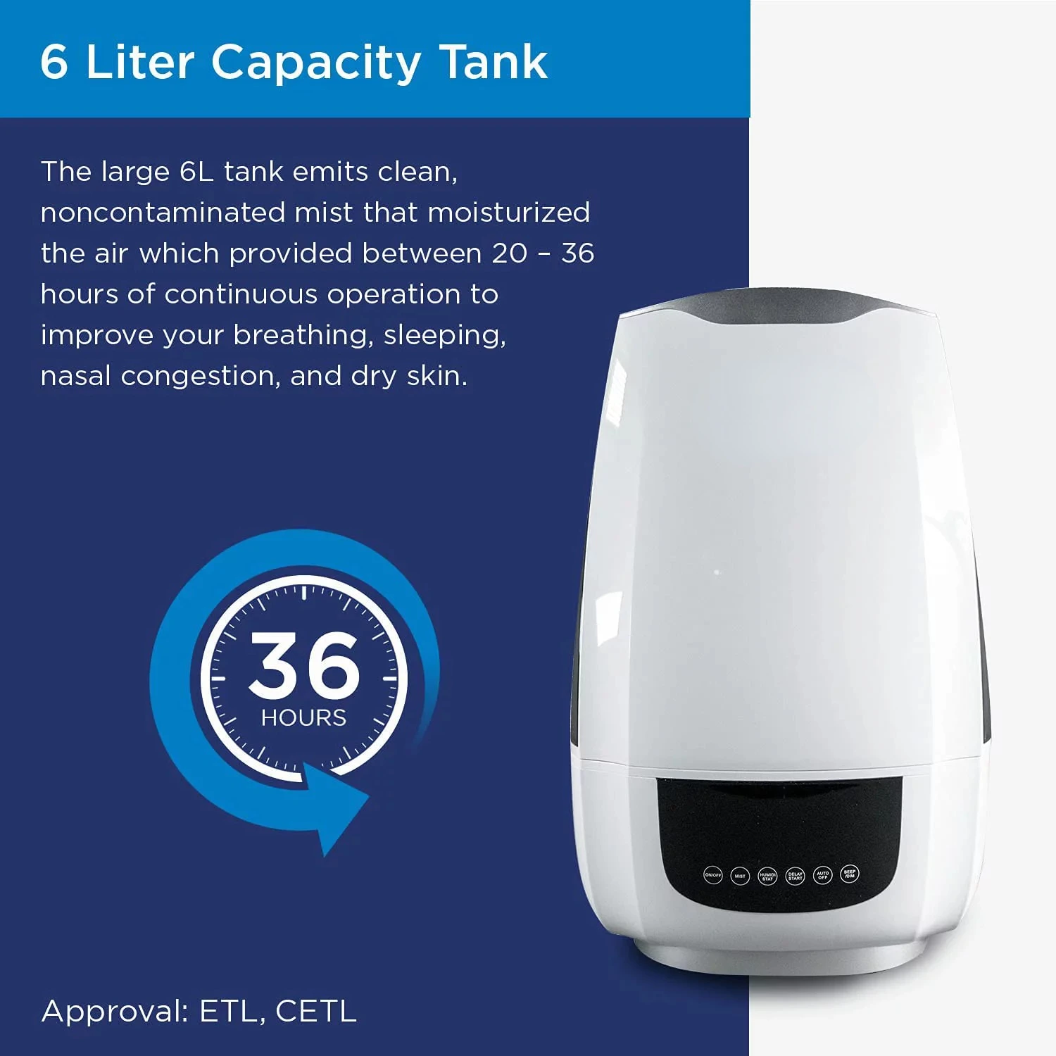 Cool Mist Ultrasonic Humidifier, 6L Air Humidifier and Essential Oil Diffuser, Adjustable Mist Volume and Humidity Control
Cool Mist Ultrasonic Humidifier, 6L Air Humidifier and Essential Oil Diffuser, Adjustable Mist Volume and Humidity Control