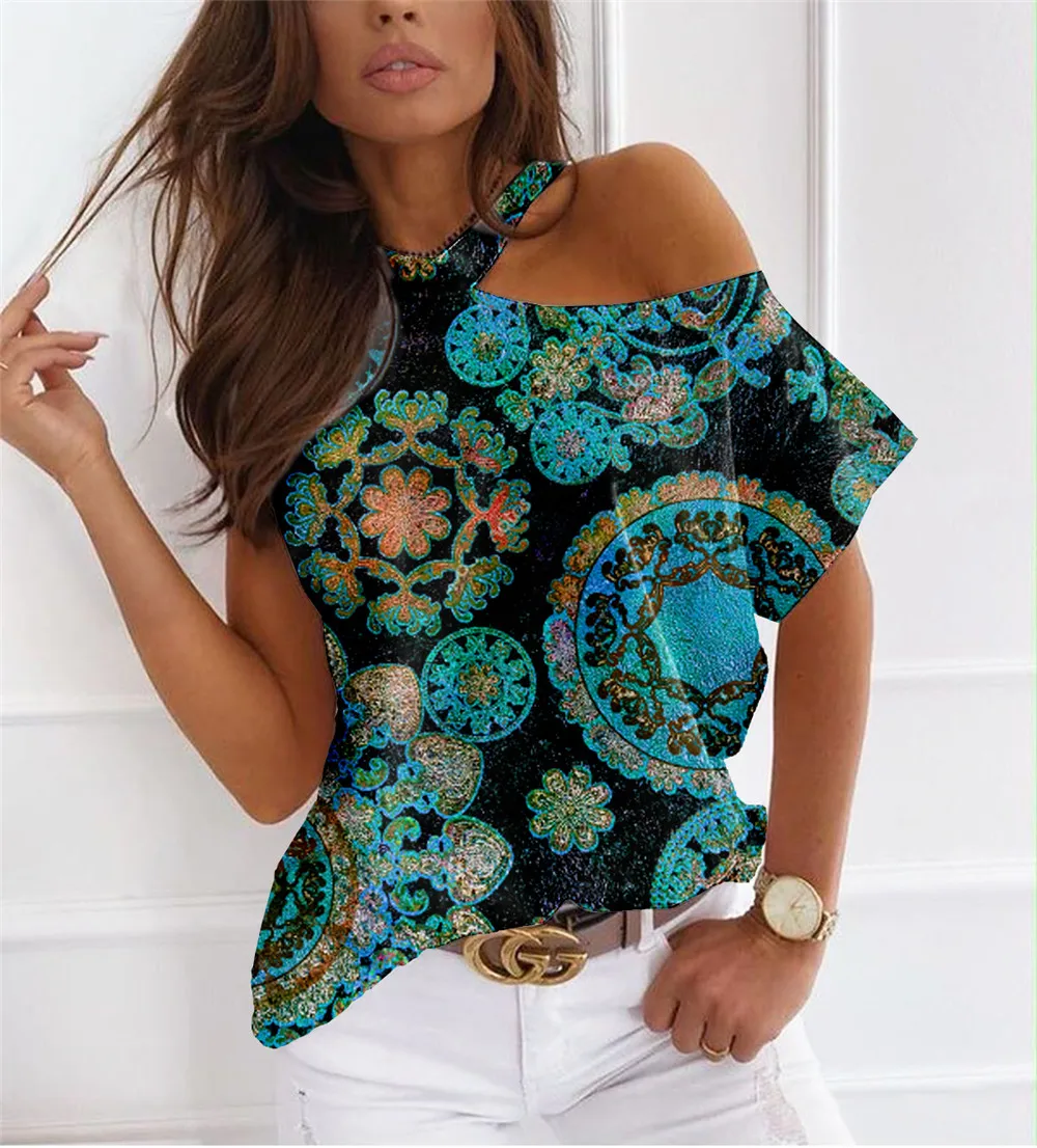 O-Neck One Shoulder Summer New Women T-Shirt Clothing Fashion Short Sleeve Floral Printed Tees Ladies Loose T-Shirt Pullover Top
O-Neck One Shoulder Summer New Women T-Shirt Clothing Fashion Short Sleeve Floral Printed Tees Ladies Loose T-Shirt Pullover Top
