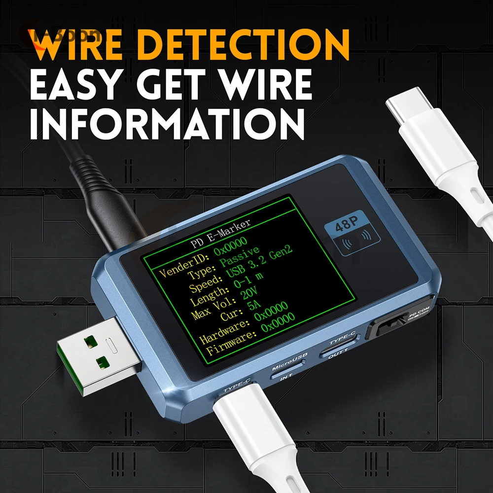 FNB48P USB Current Voltage Tester PD Trigger QC4.0 + PD3.0 2.0 TYPE-C Fast Charge Detection Capacity Test 1.77 inch LCD Display
FNB48P USB Current Voltage Tester PD Trigger QC4.0 + PD3.0 2.0 TYPE-C Fast Charge Detection Capacity Test 1.77 inch LCD Display