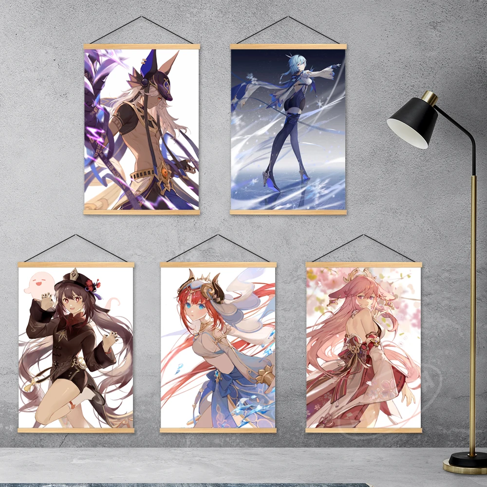 Home Decoration Genshin Impact Hanging Game Poster Yae Miko Canvas Hu Tao Wall Art Nilou Print Eula Painting Wooden Living Room
Home Decoration Genshin Impact Hanging Game Poster Yae Miko Canvas Hu Tao Wall Art Nilou Print Eula Painting Wooden Living Room