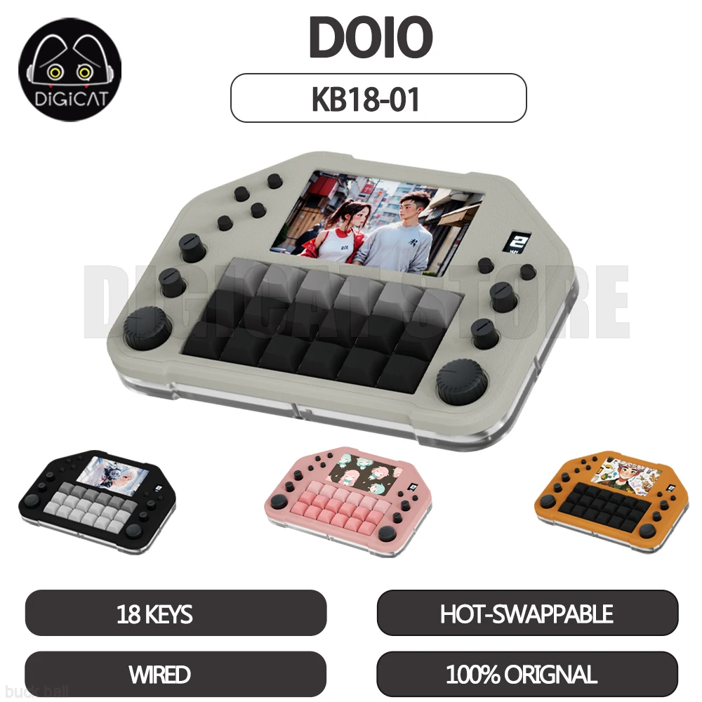 

DOIO KB18-01 Mini Mechanical Keyboard Wired Keyboard Hot-Swap Keypad 18 Key RGB Backlight Customization XDA Keycap Keyboard Gift