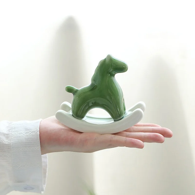Ceramic Rocking Horse Ornaments, Desktop, Porch, Tea Table, Study, Soft Decoration, Green Horse Crafts Available Immediately
Ceramic Rocking Horse Ornaments, Desktop, Porch, Tea Table, Study, Soft Decoration, Green Horse Crafts Available Immediately