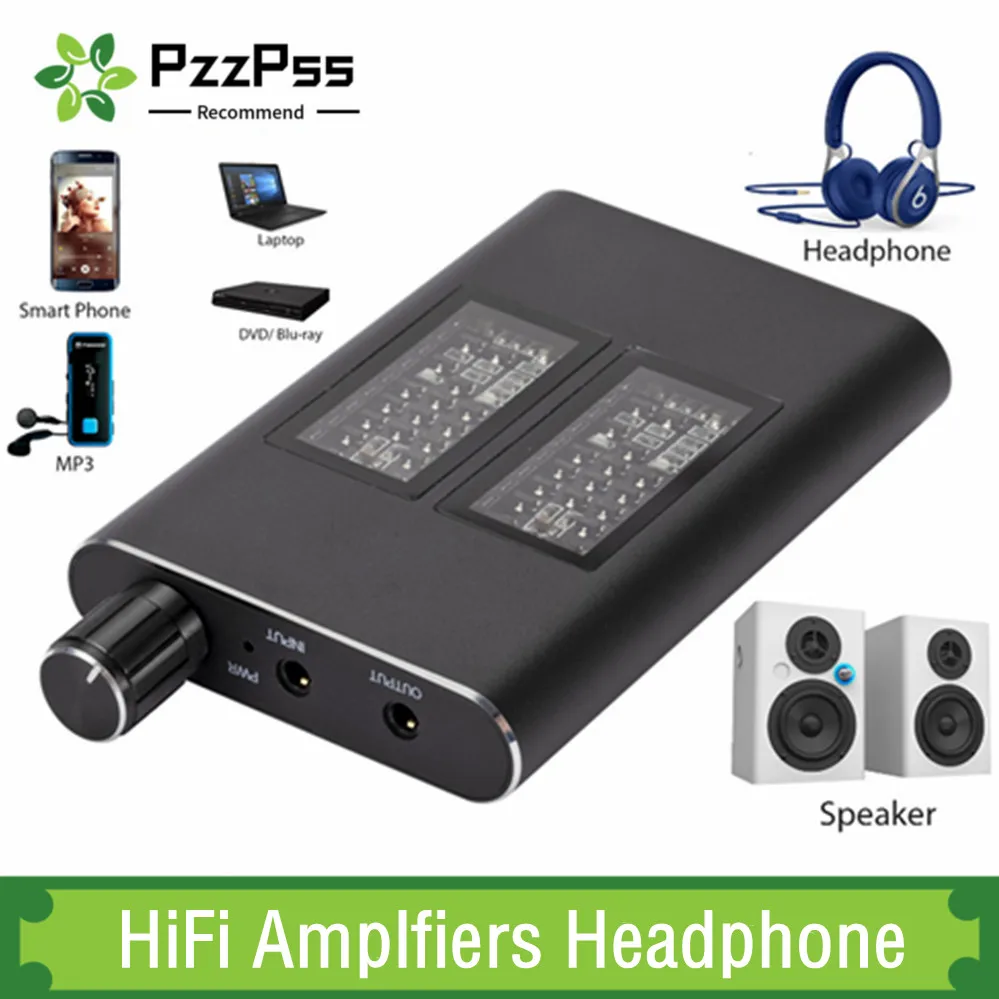 

PzzPss HiFi Amplfiers Headphone Earphone Amplifier Portable Aux In Port For Phone Android Music Player AMP With 3.5mm Jack Cable