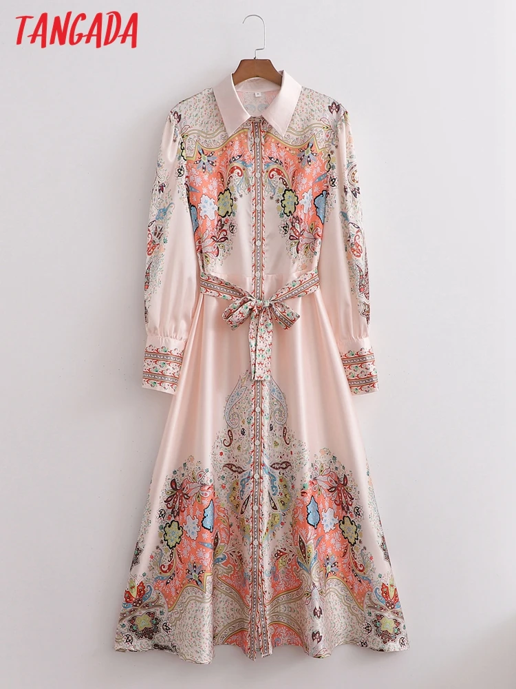 Tangada 2022 fashion women totem flowers print shirt dress long sleeve office ladies midi dress with slash 1D08
Tangada 2022 fashion women totem flowers print shirt dress long sleeve office ladies midi dress with slash 1D08