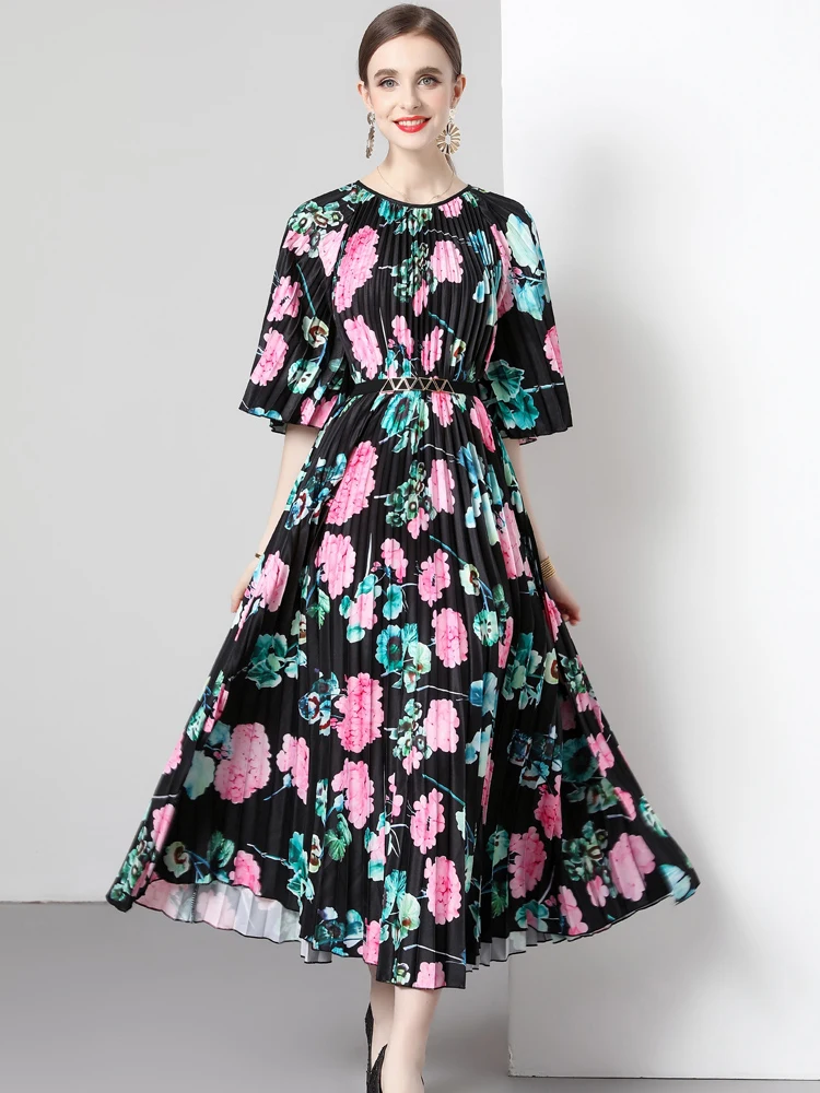 Summer Floral Print Midi Pleated Loose Dresses for Women 2023 Fashion Half Sleeve Vintage Holiday Vestido Female Casual
Summer Floral Print Midi Pleated Loose Dresses for Women 2023 Fashion Half Sleeve Vintage Holiday Vestido Female Casual