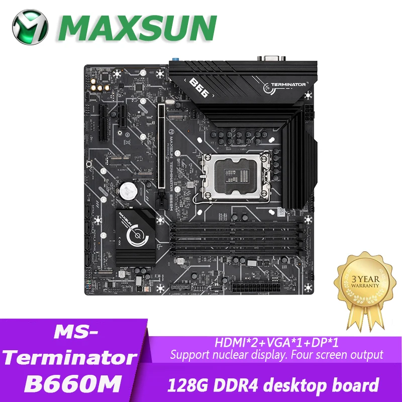 MAXSUN совершенно новый Terminator B660M Intel PC игровая материнская плата. Поддержка ЦП 12-го поколения DDR4 память Armor охлаждающий Комплект Расческа
MAXSUN совершенно новый Terminator B660M Intel PC игровая материнская плата. Поддержка ЦП 12-го поколения DDR4 память Armor охлаждающий Комплект Расческа