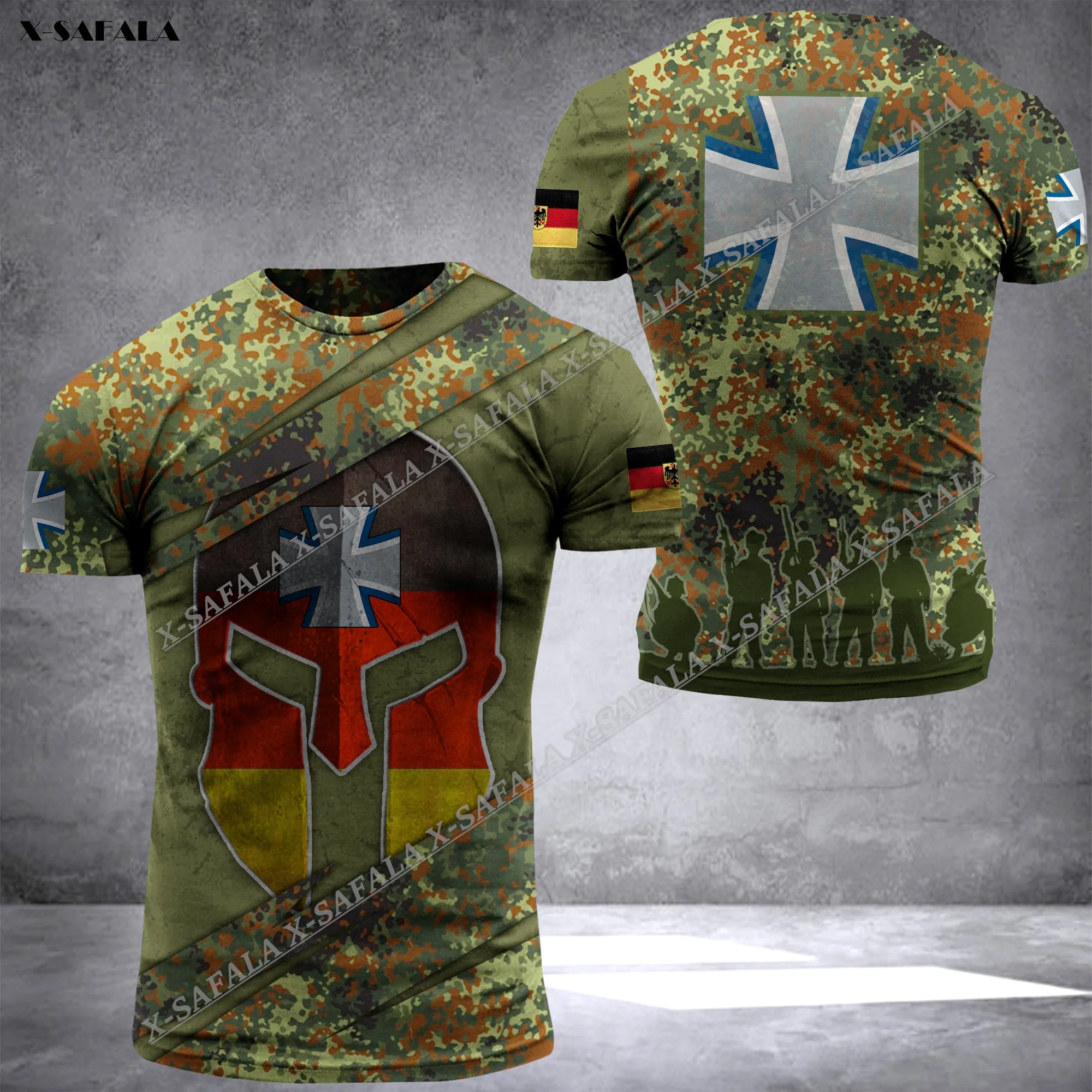 

German Brazil Portugal Armor Denmark Soldier ARMY Camo VETERAN Flag 3D Print T Shirt Men Top Tee Breathable Summer 2023 Hot