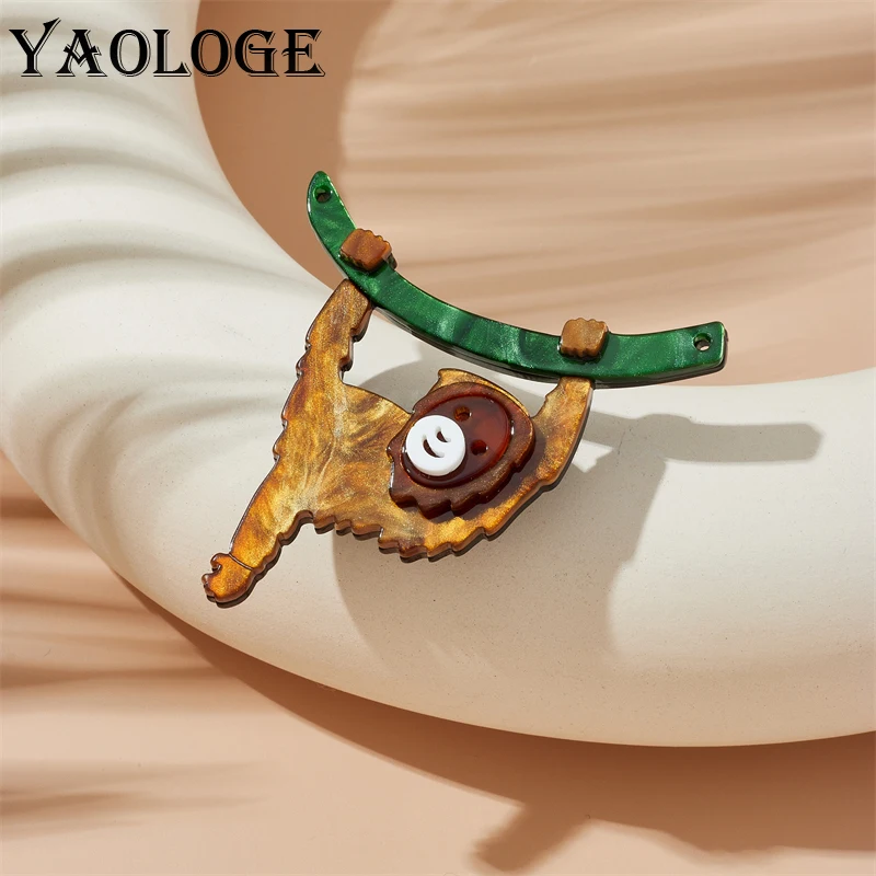 

YAOLOGE Acrylic Cute Sloth Brooches For Unisex Kids New Trend Animal Brooch Pins Handmade Badge Jewelry Gift Party Accessories