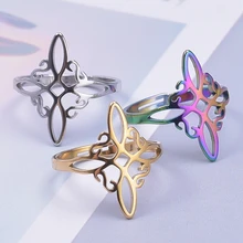 Simple Witch Knot Adjustable Rings For Women Men Stainless Steel Vintage Witchcraft Jewelry Finger Ring 2023 Jewelry Party Gifts