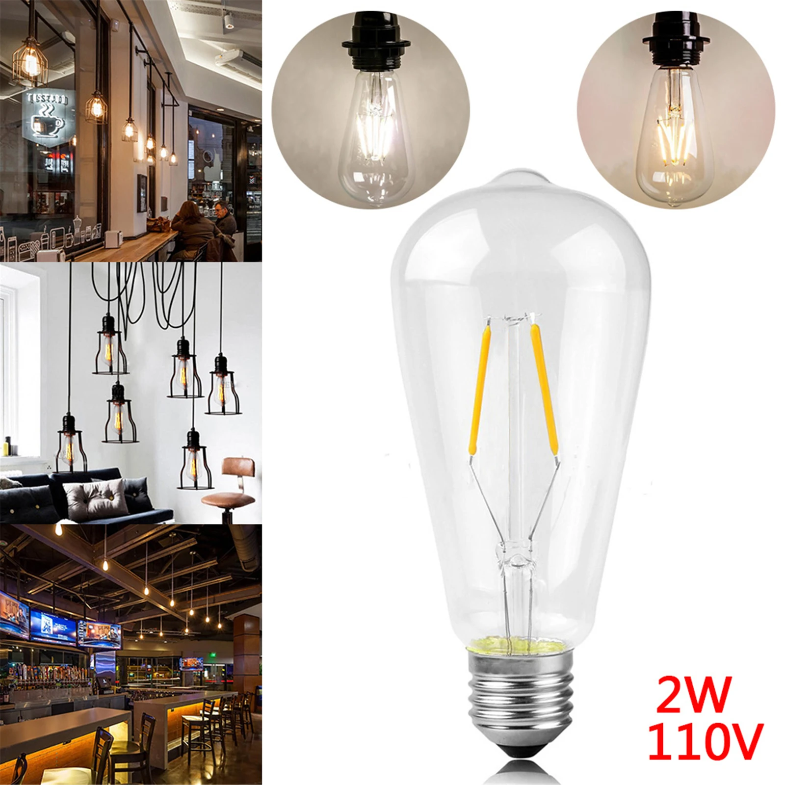 Retro Dimmable Edison LED Filament Bulb E27 Lamp AC110V-120V 2W Glass Bulb Vintage Candle Light For Dimmable Kitchen Coffee bar
Retro Dimmable Edison LED Filament Bulb E27 Lamp AC110V-120V 2W Glass Bulb Vintage Candle Light For Dimmable Kitchen Coffee bar