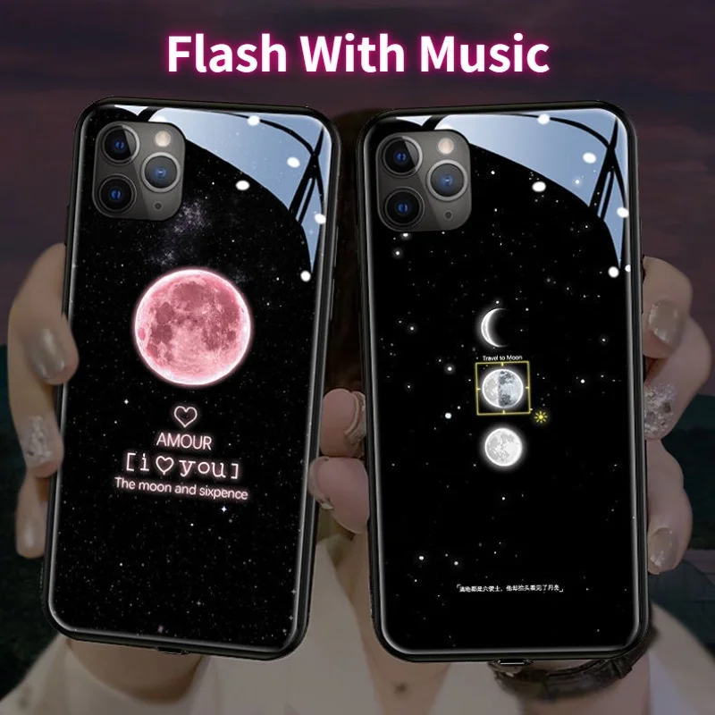 Moon Phone Case for iPhone 13 12 11 Pro MAX SE 2020 LED Light Color Change Glass Case Cover for iPhone 13 12 Mini 
Moon Phone Case for iPhone 13 12 11 Pro MAX SE 2020 LED Light Color Change Glass Case Cover for iPhone 13 12 Mini