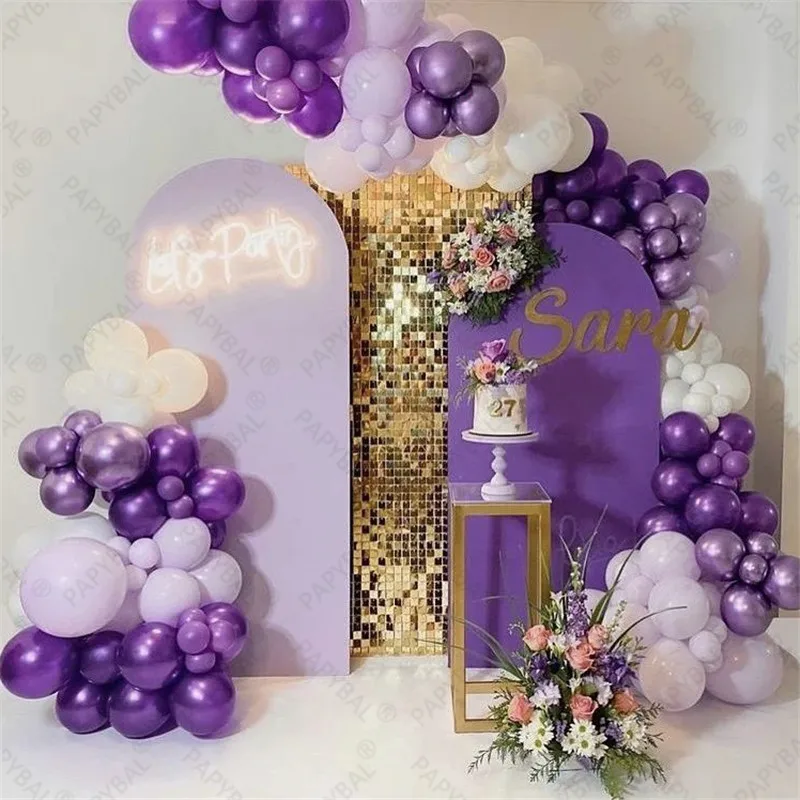 129pcs Chrome Purple Wedding Balloons Arch Garland Kit Birthday Anniversary Party Decoration Baby Shower Air Globos Supplies
129pcs Chrome Purple Wedding Balloons Arch Garland Kit Birthday Anniversary Party Decoration Baby Shower Air Globos Supplies