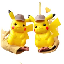 Pokemon Cartoon Water Cup New Movie Style Straw Cup Children Students High-looking Creative Cute Figure Ornaments Birthday Gift