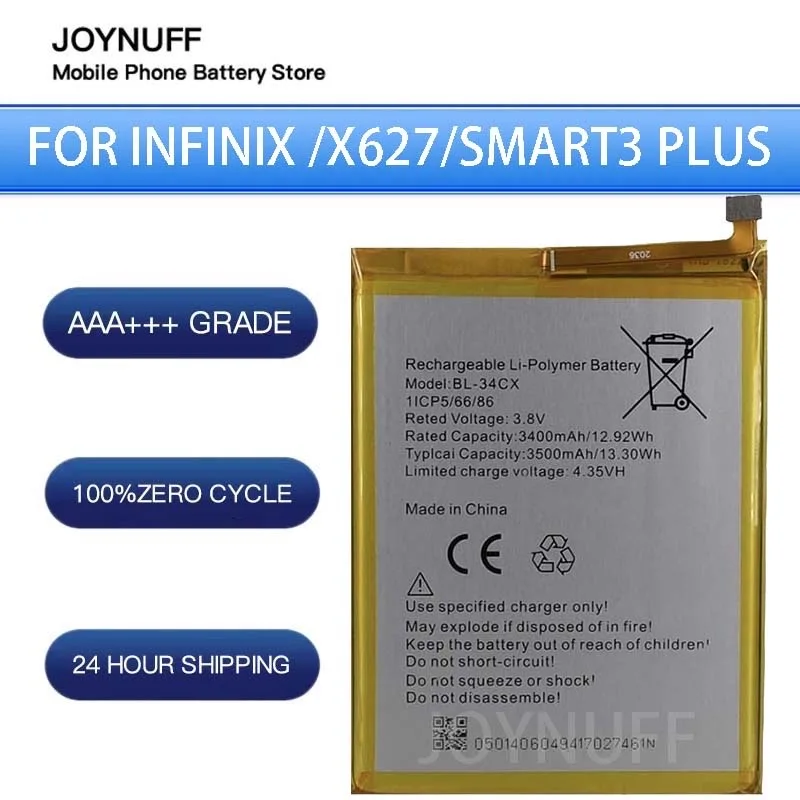 

New Battery High Quality 0 Cycles Compatible BL-34CX For infinix / X627/Smart3 Plus Replacement Lithium Sufficient Batteries+kit