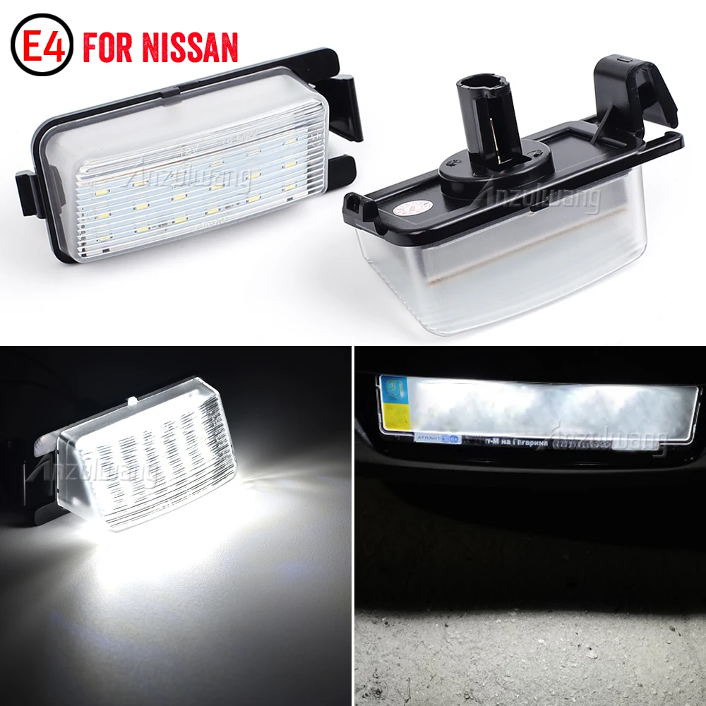 

2pc LED License Number Plate Lights Lamp For Nissan Versa 4D 5D Livina GTR R35 Cube Z12 370Z Z34 Leaf For Infiniti G35 G37
