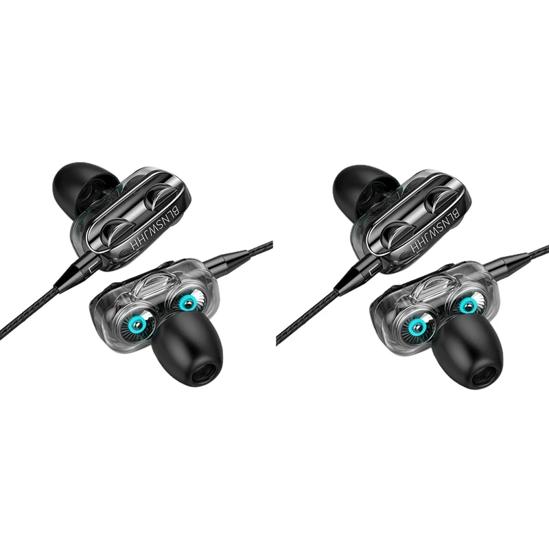

3X In-Ear Earbud Headphones Wired Headphones Bass Stereo Earbuds Sports Wired Earphone Music Headsets Black