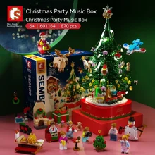 Building Blocks Bricks Diy Christmas Tree Music Box Potted Bouquet Home Decoration Desktop Ornament Girl And Gift Childrens Toy