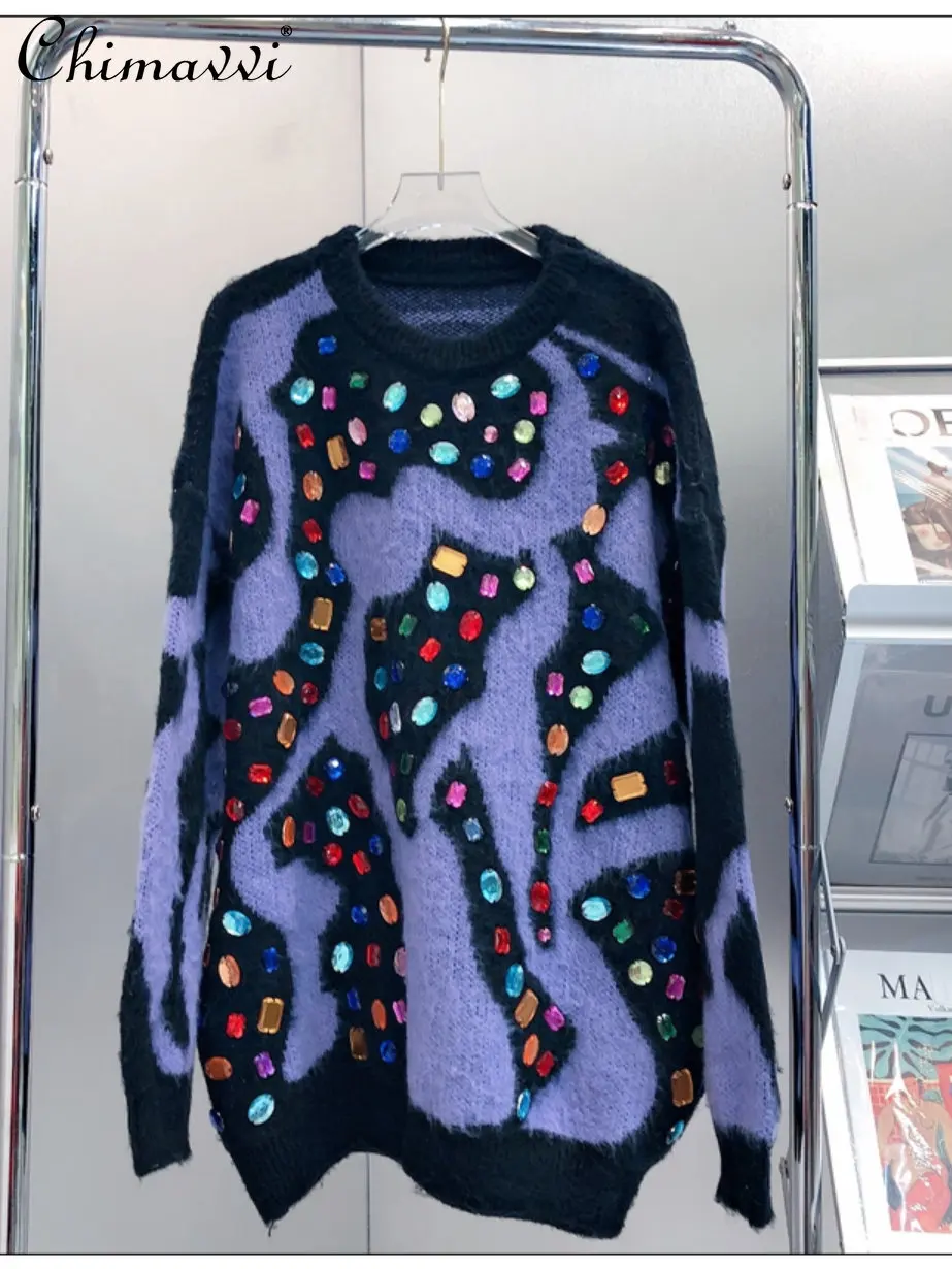 Heavy Colorful Crystals Pullover Loose Casual Knitted Top 2022 Winter New High-End Light Luxury Versatile Long Sleeve Sweater
Heavy Colorful Crystals Pullover Loose Casual Knitted Top 2022 Winter New High-End Light Luxury Versatile Long Sleeve Sweater