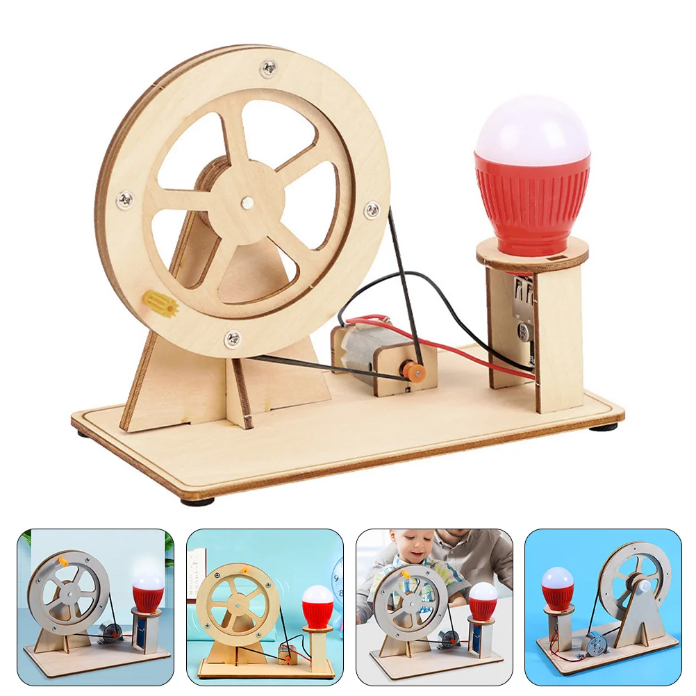 

Small Production Electricity Kit DIY Generator Scientific Experiments Children Crank Power Education Wooden Projects Kids Hand