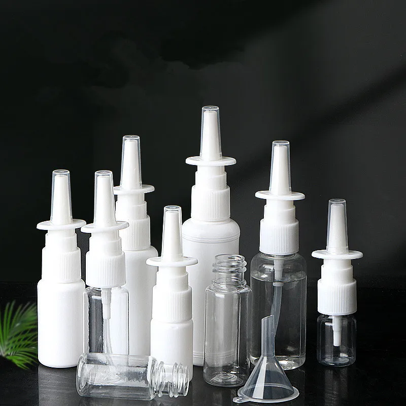 

1pcs Empty Nasal Spray Pump White Plastic Spray Bottles Mist Nose Refillable Bottle Packaging Accessories 10ml/20ml/30ml/50ml