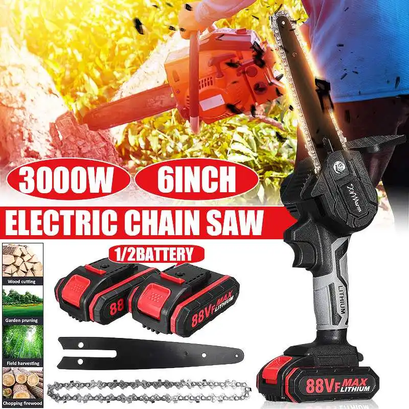 3000W 88V 6 Inch Cordless Electric Chain Saw Mini Pruning Saw Garden Woodworking Electric Saw Powers Tool for Makita 18V Battery
3000W 88V 6 Inch Cordless Electric Chain Saw Mini Pruning Saw Garden Woodworking Electric Saw Powers Tool for Makita 18V Battery