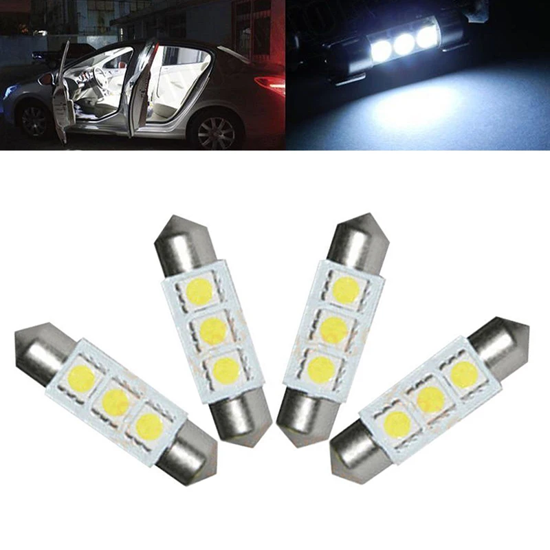 

Lamp Car Lights 4pcs Bulb Kit Replacement Set Accessories 36mm White 3-LED DC12V Festoon 5050 SMD 6418 Error Free