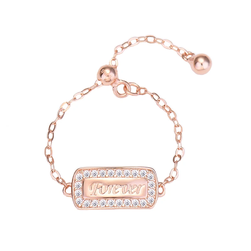 New Korean Style 925 Sterling Silver Chain Ring for Women Rose Gold Light Luxury Small Pattern Letters Fashion Adjustable Ring
New Korean Style 925 Sterling Silver Chain Ring for Women Rose Gold Light Luxury Small Pattern Letters Fashion Adjustable Ring