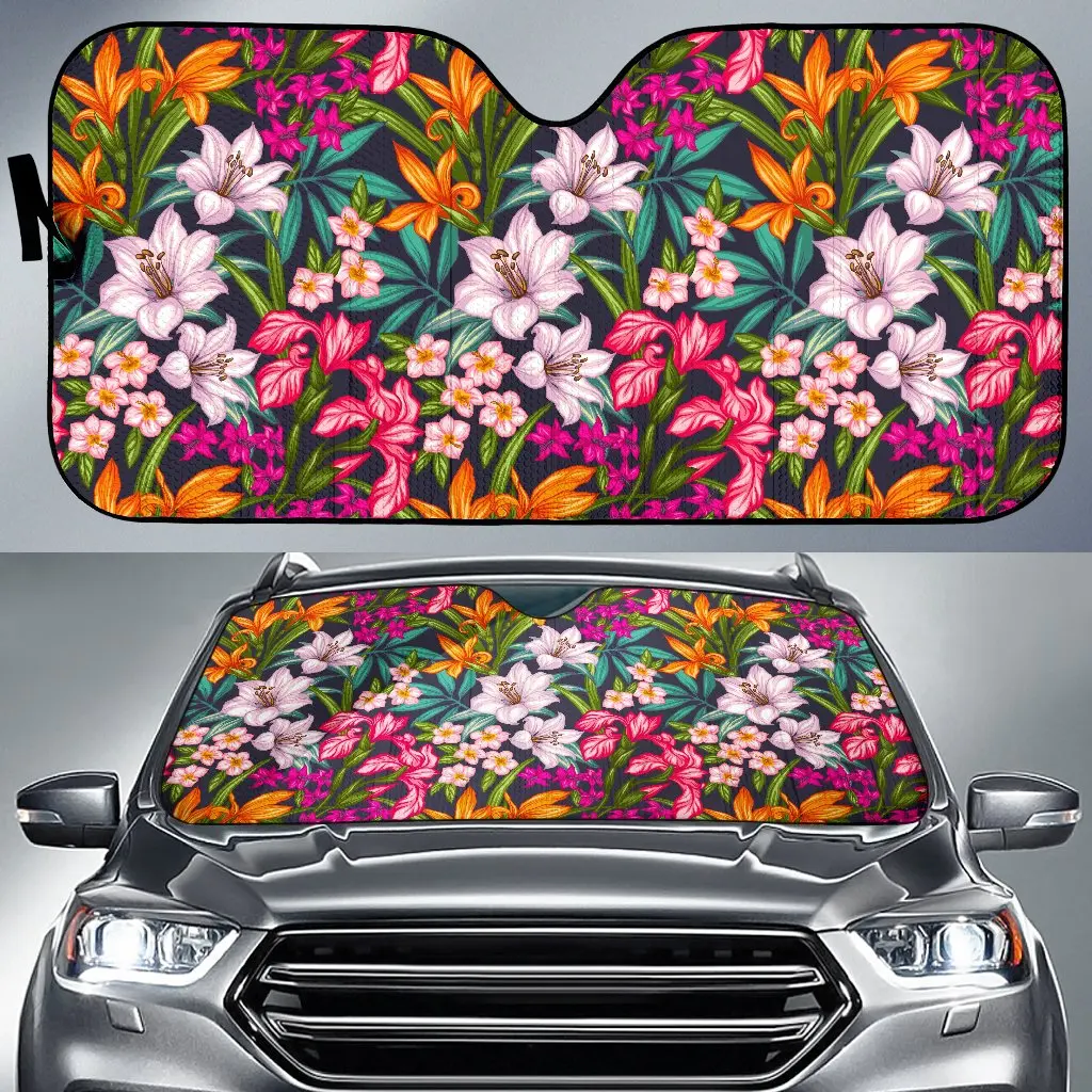 Tropical Flowers Pattern Print Car Sun Shade 
Tropical Flowers Pattern Print Car Sun Shade
